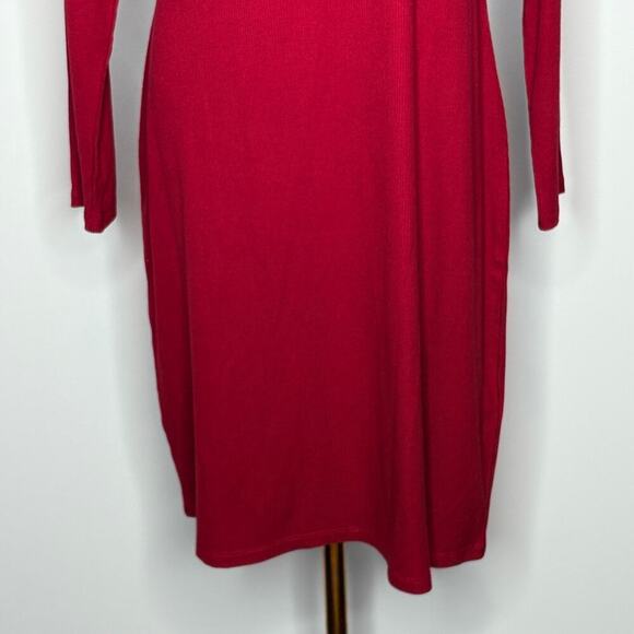 Bebe Red Long Sleeve Sparkly Logo Mini Dress Size Large - Picture 5 of 10